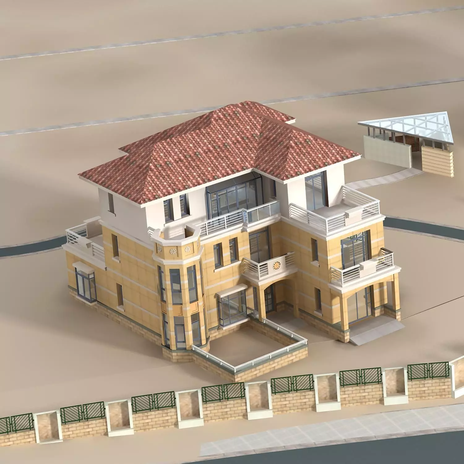 Villa house in desert 3D model