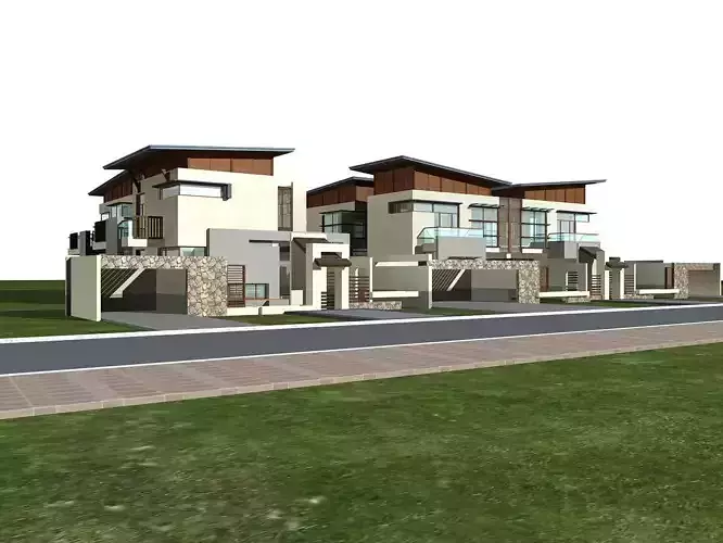 Villa modern house on grassy lot