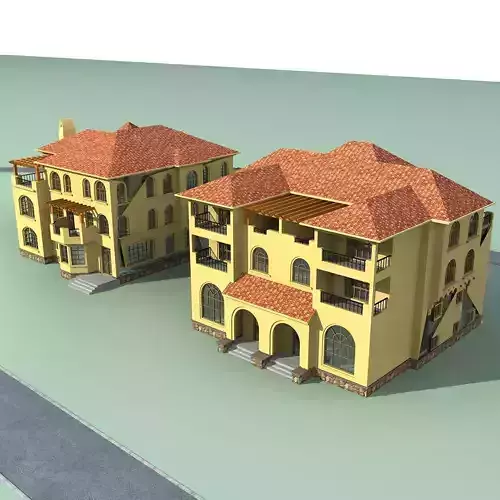 Villa two houses with roof