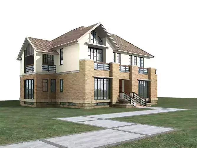 Villa house on grassy field