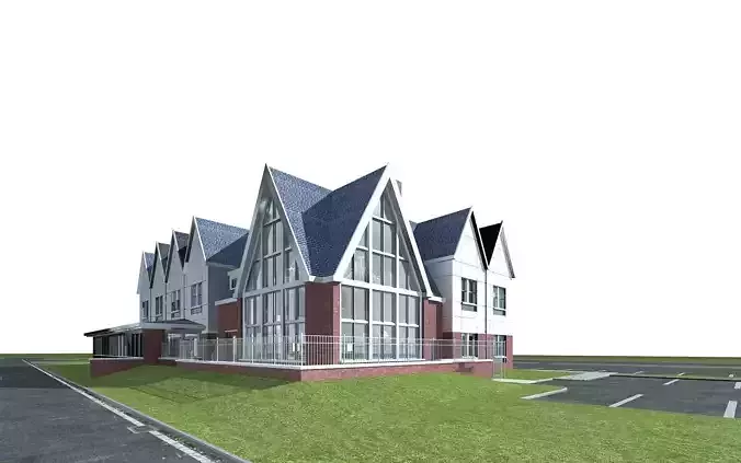 Villa building with parking lot