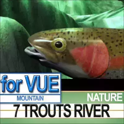 7 Rainbow Trout Realistic River Scene 3D model