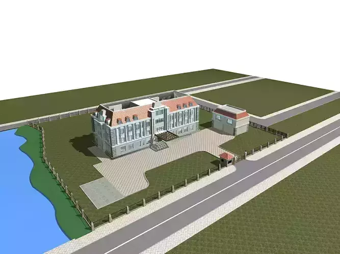 Villa house on side of river