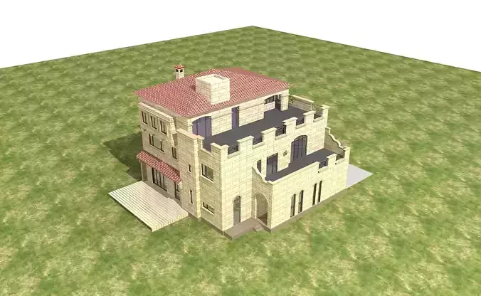 Villa castle on field