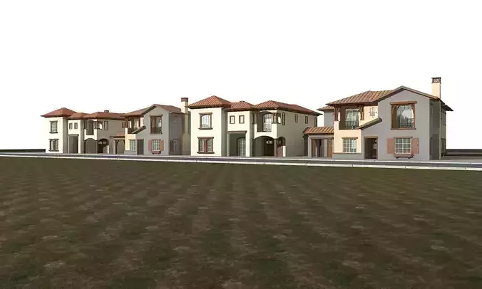 Villa houses in middle of grassy field