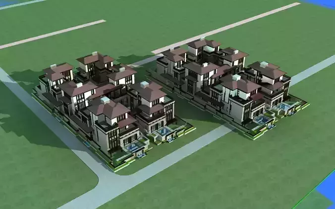 Villa two buildings in minecraft