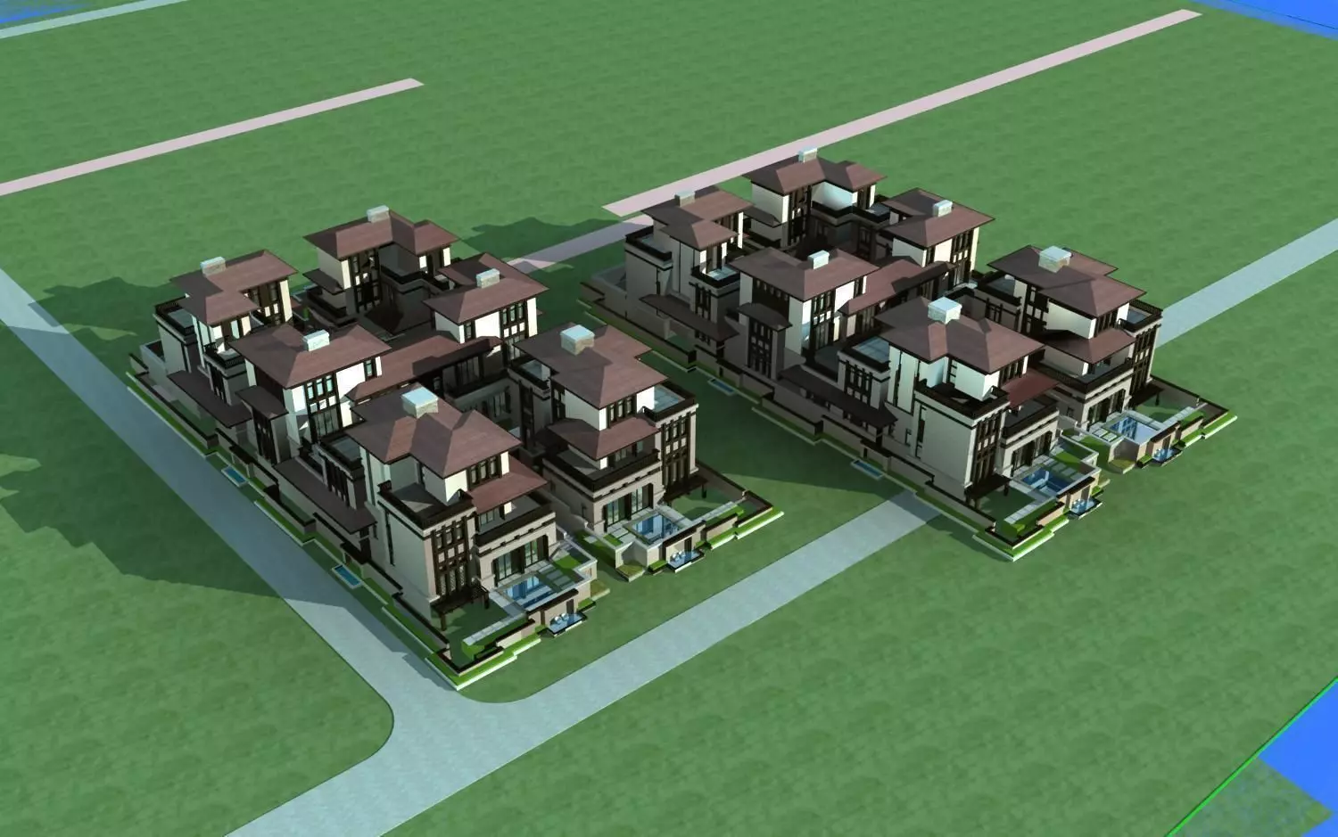 Villa two buildings in minecraft 3D model