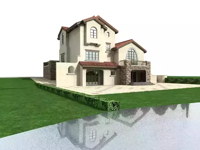 Villa house with pond