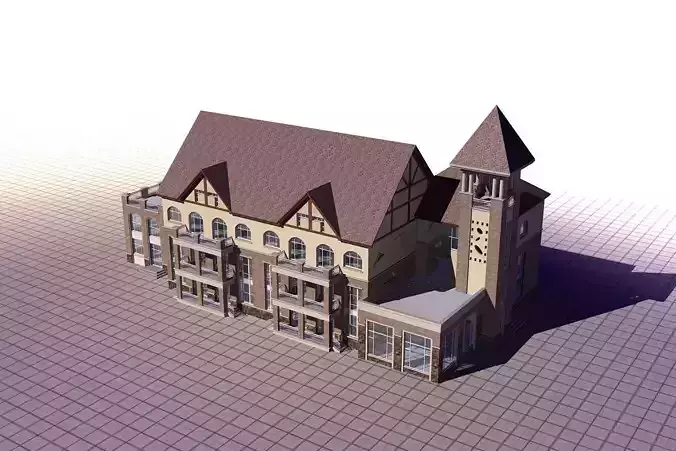 Villa building with clock tower