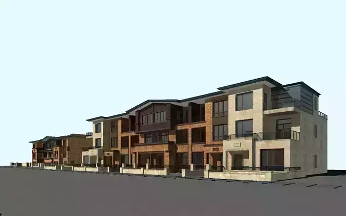 Villa apartment building with parking lot