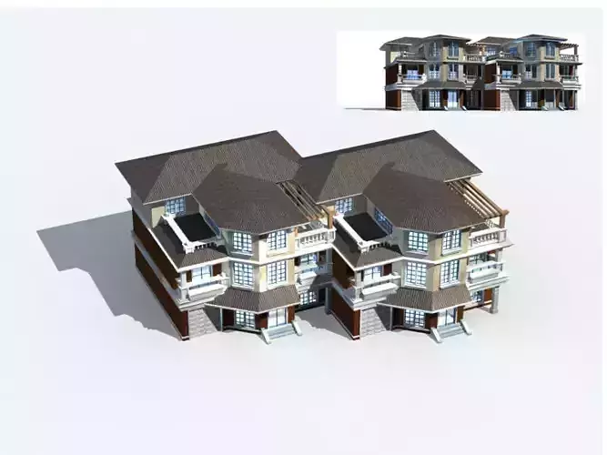 Villa two story house with balconies