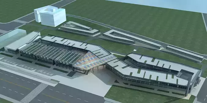 Villa building with solar panels on roof