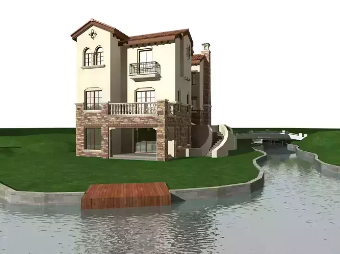 Villa house on lake