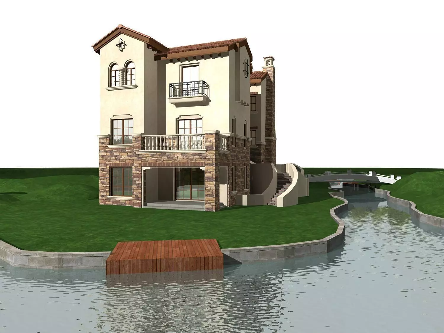 Villa house on lake 3D model