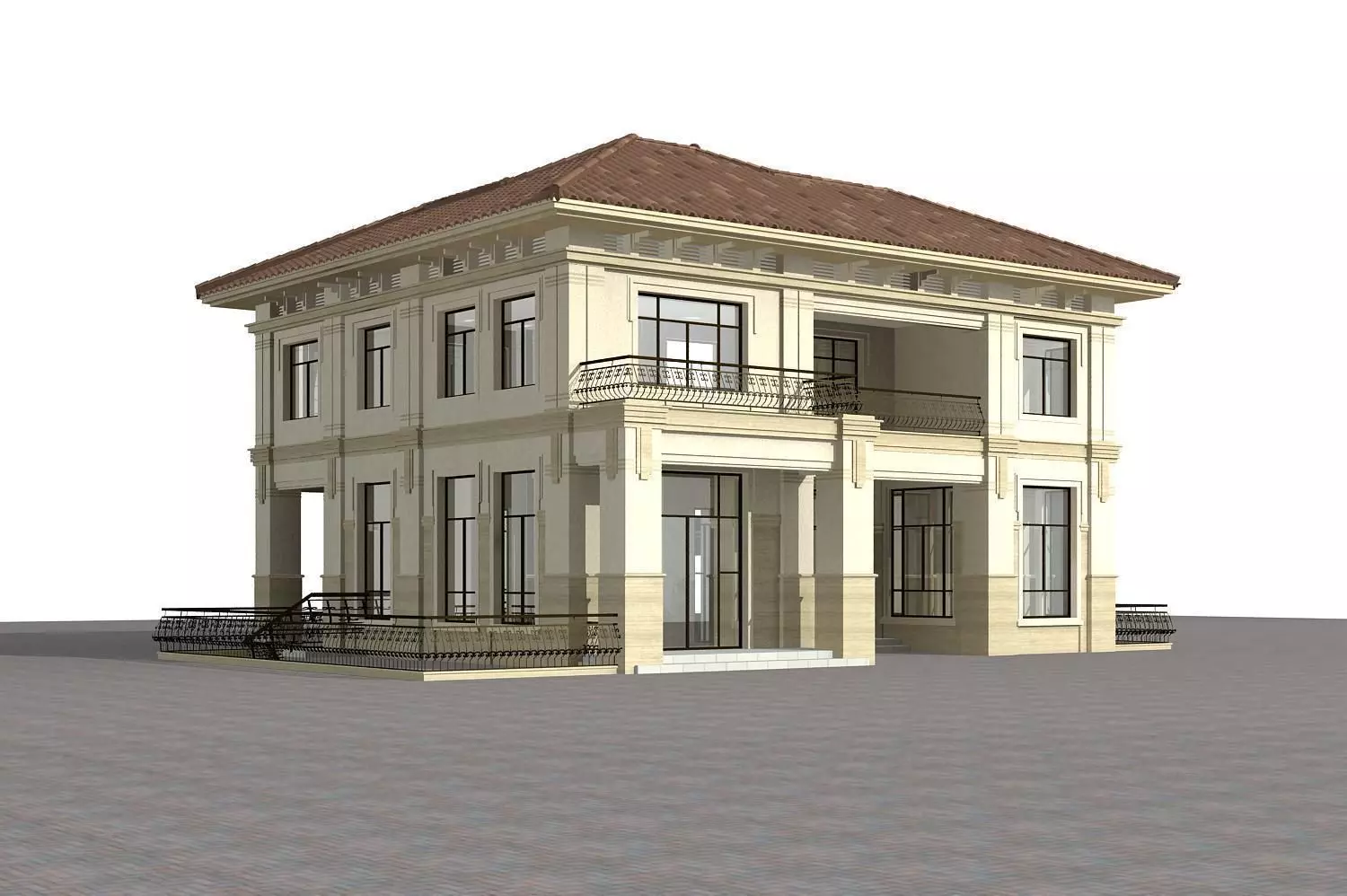 Villa house with balconies 3D model