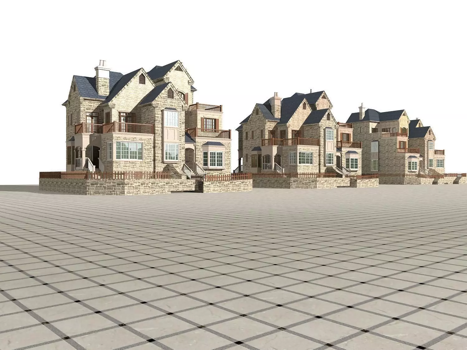 Villa houses 3D model