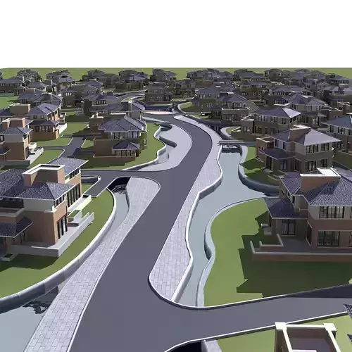 Villa residential area with waterway