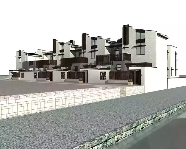 Villa residential building on side of river