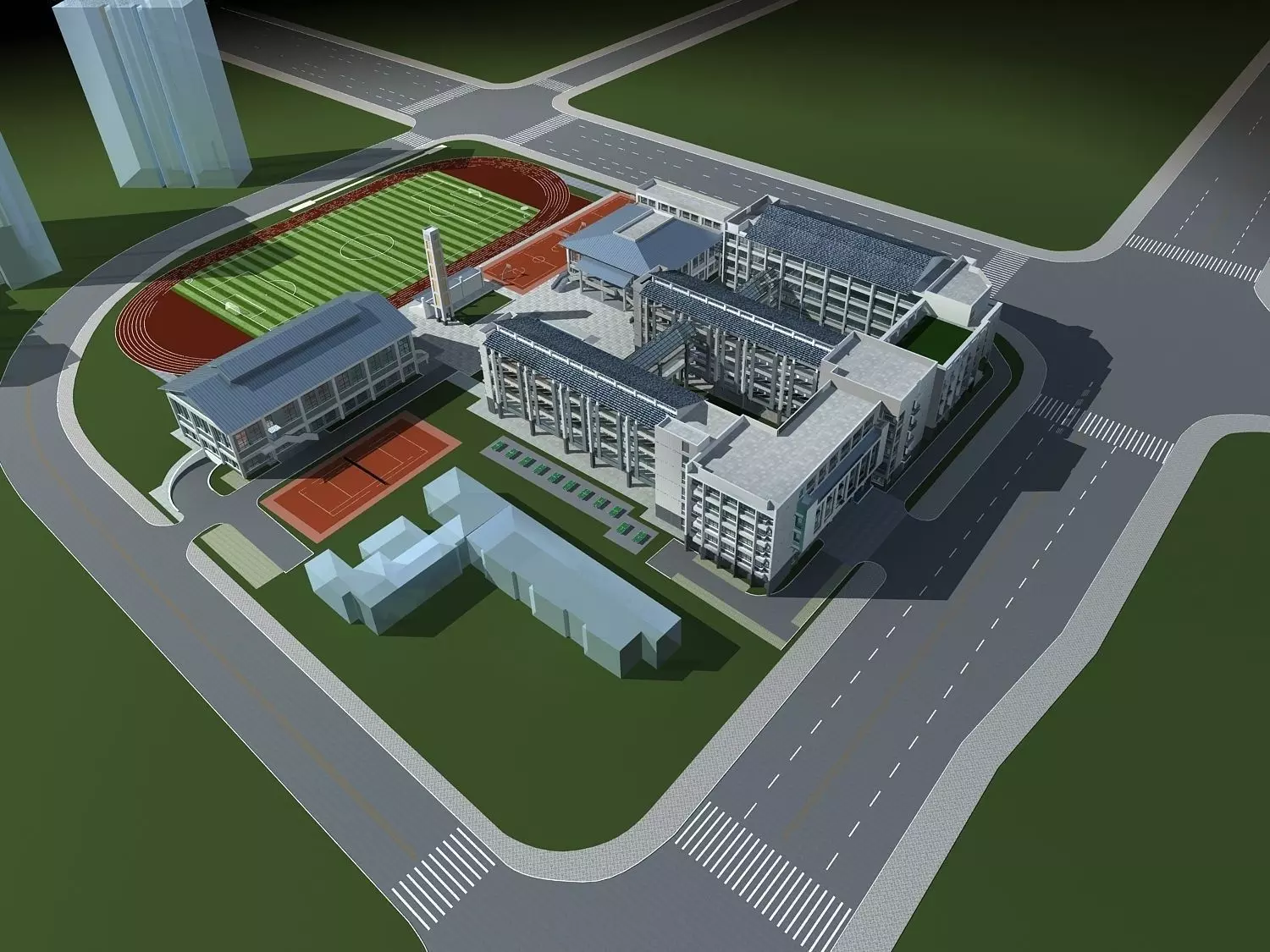 School Building 3D model_0