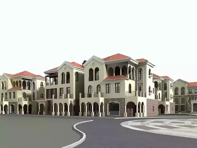 Villa residential building in middle of street