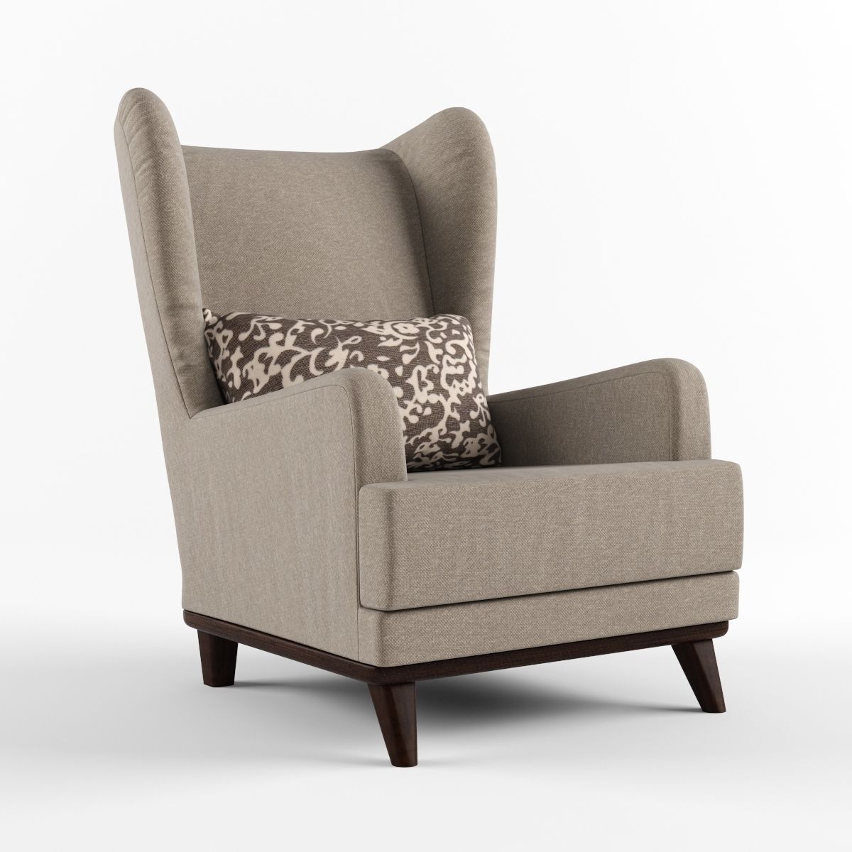 Armchair with headrest and pillow 3D model_0