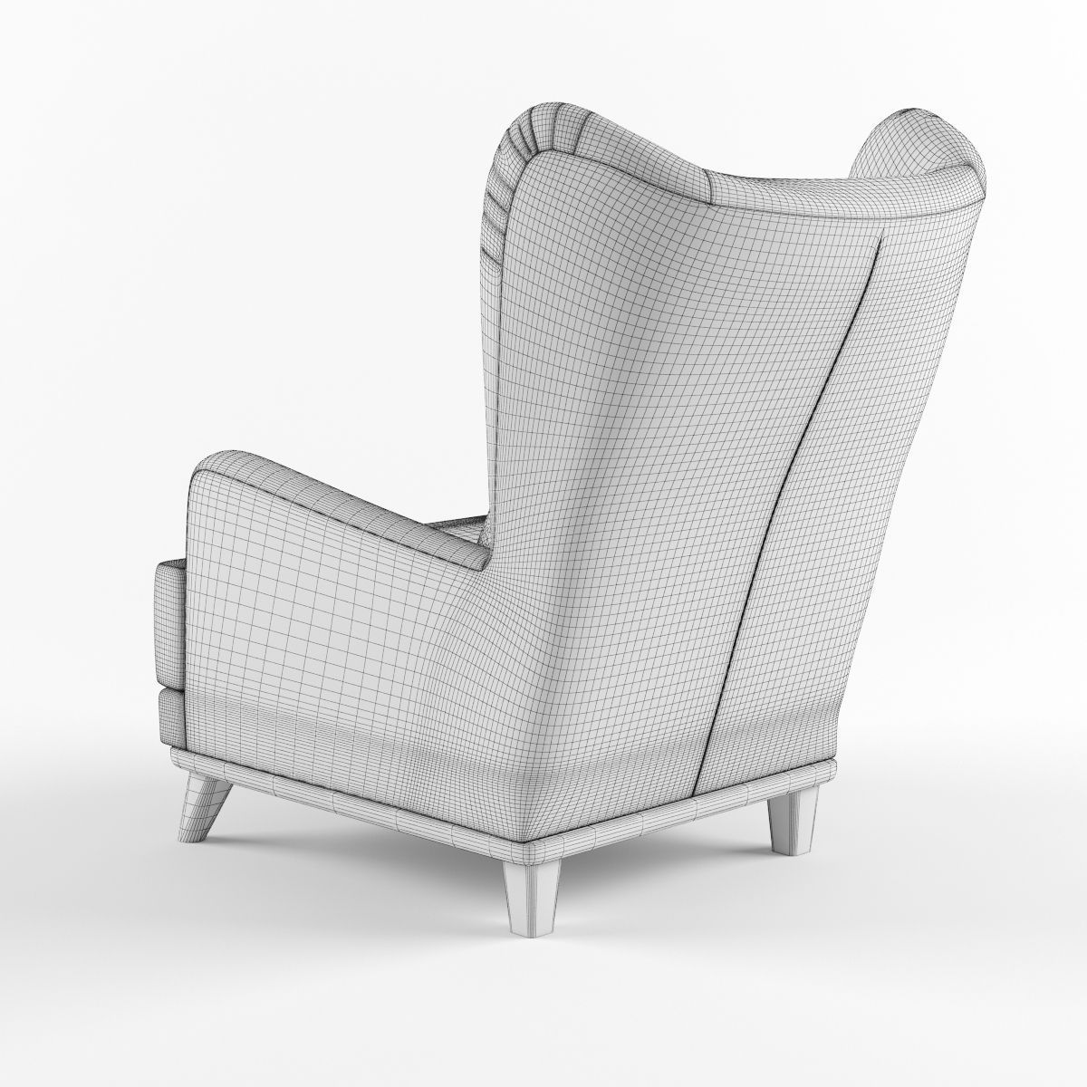 Armchair with headrest and pillow 3D model_8