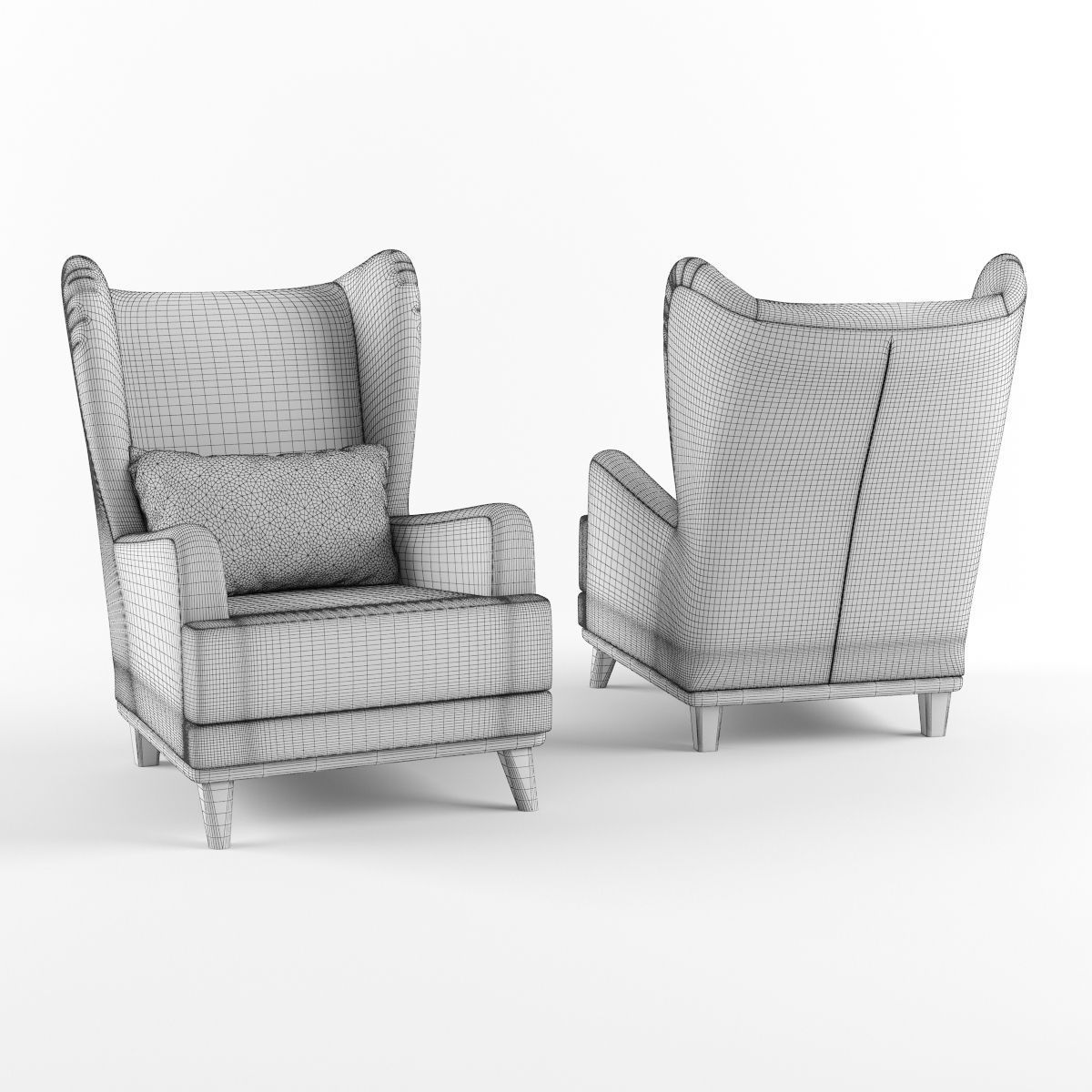 Armchair with headrest and pillow 3D model_6