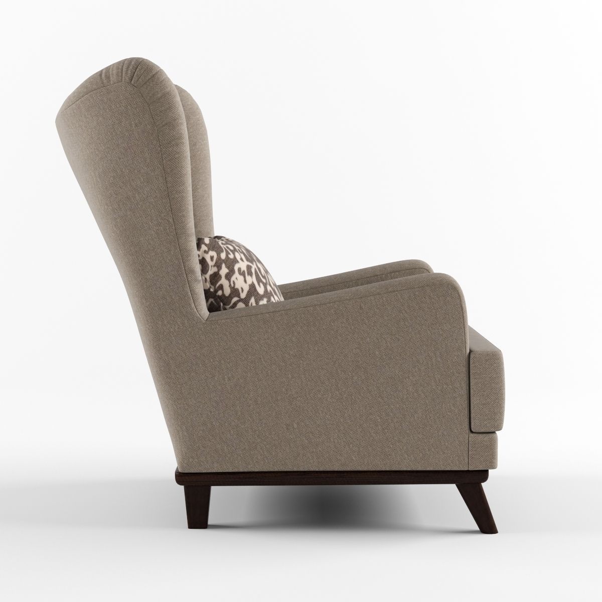 Armchair with headrest and pillow 3D model_2