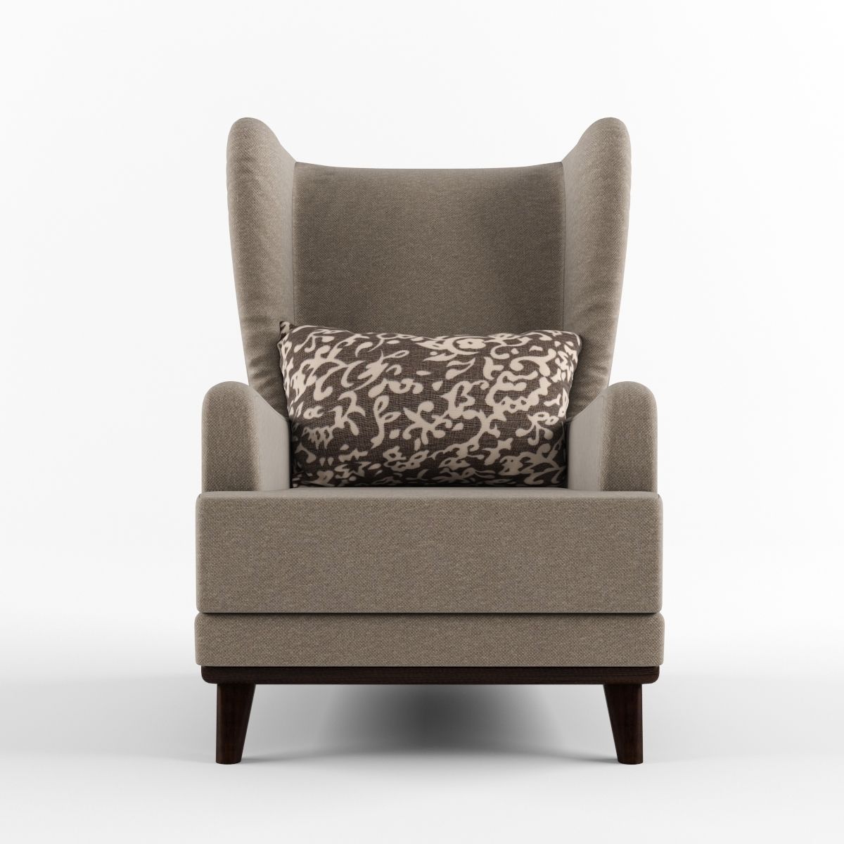 Armchair with headrest and pillow 3D model_3