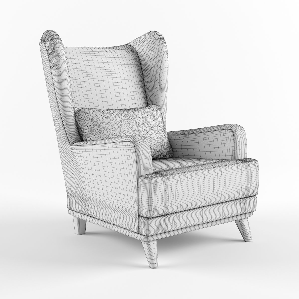 Armchair with headrest and pillow 3D model_7