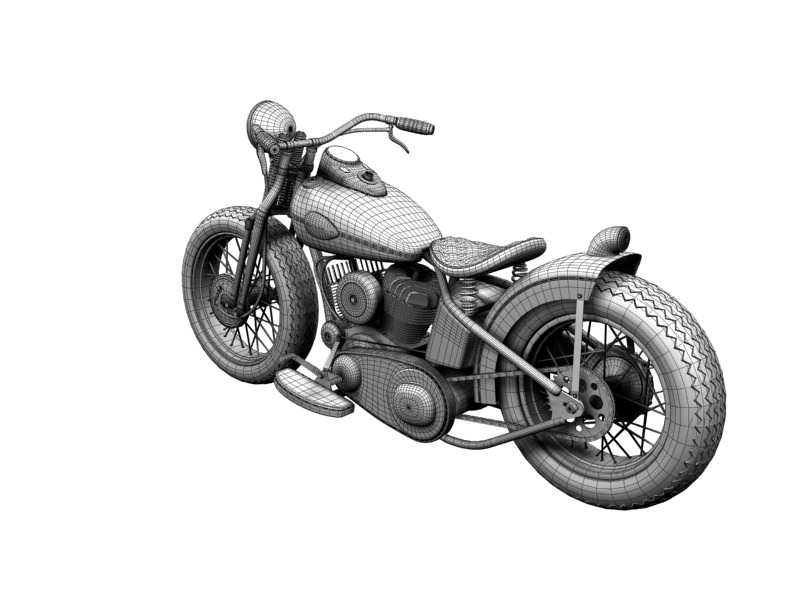 Harley-Davidson WLA Bobber 1945 3D model_21