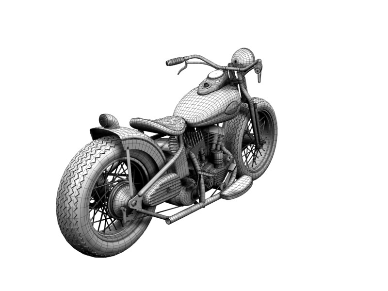 Harley-Davidson WLA Bobber 1945 3D model_22