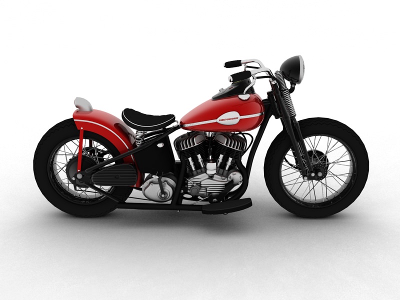 Harley-Davidson WLA Bobber 1945 3D model_10