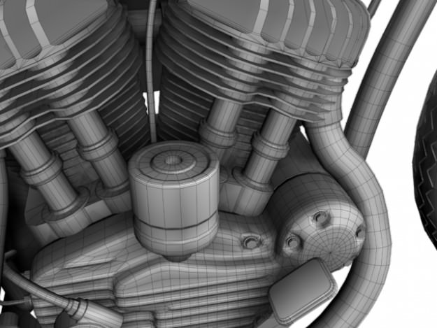 Harley-Davidson WLA Bobber 1945 3D model_2