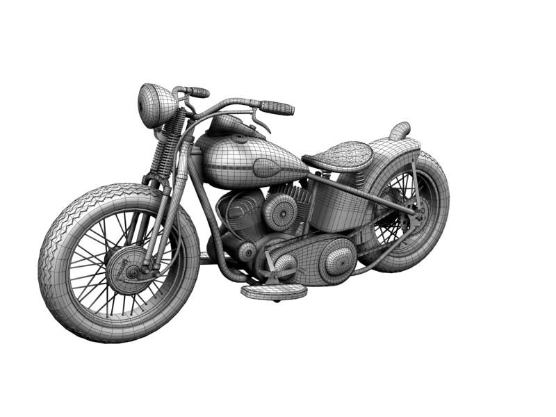 Harley-Davidson WLA Bobber 1945 3D model_17