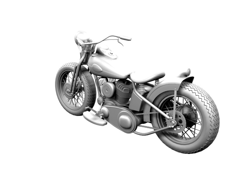 Harley-Davidson WLA Bobber 1945 3D model_14