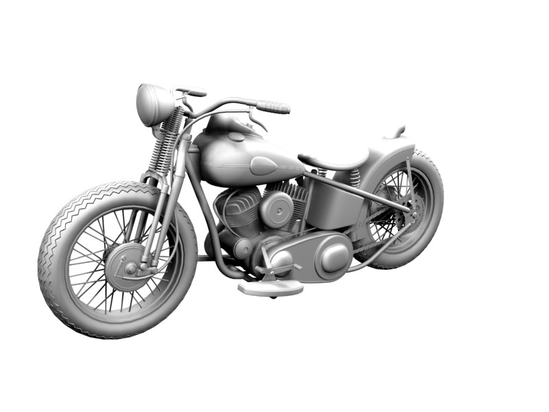 Harley-Davidson WLA Bobber 1945 3D model_11