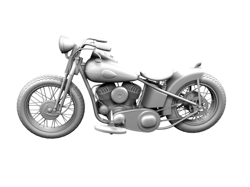 Harley-Davidson WLA Bobber 1945 3D model_12