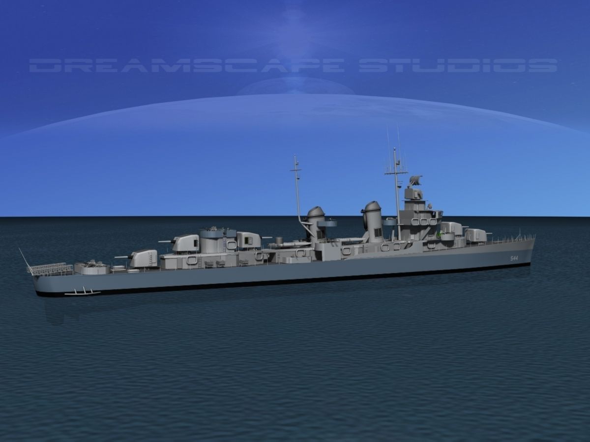 Fletcher Class Destroyer DD-544 USS Boyd  3D model_4