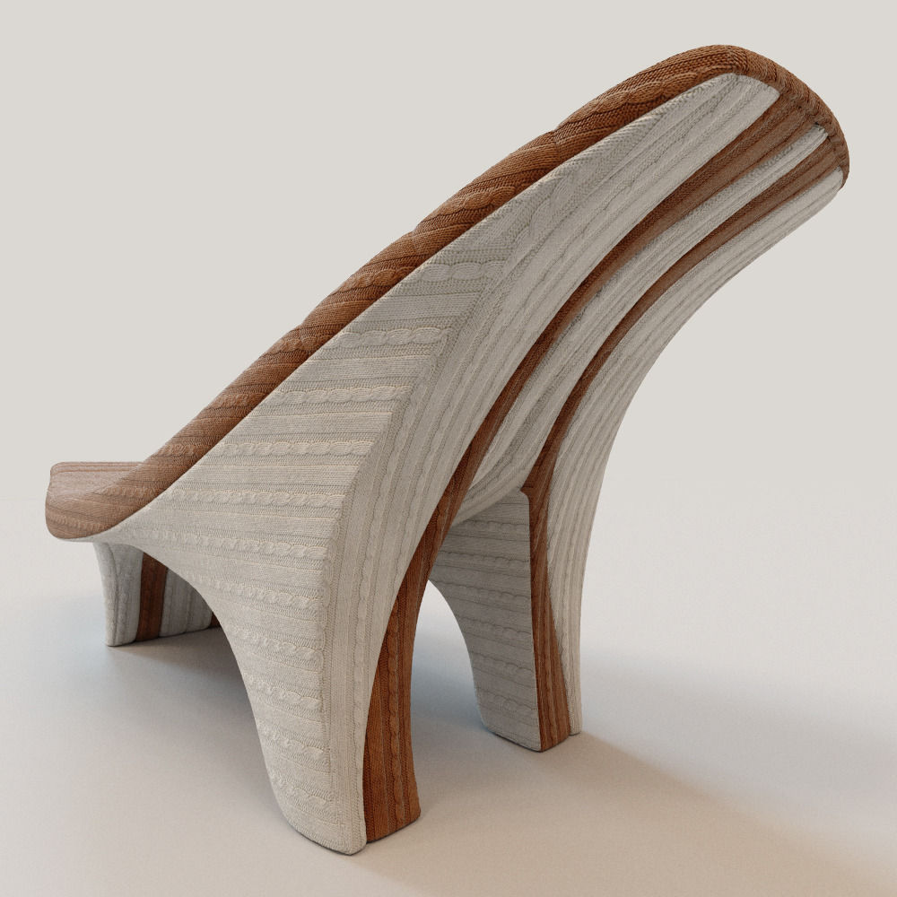 Wave soft knitted lounge 3D model_3