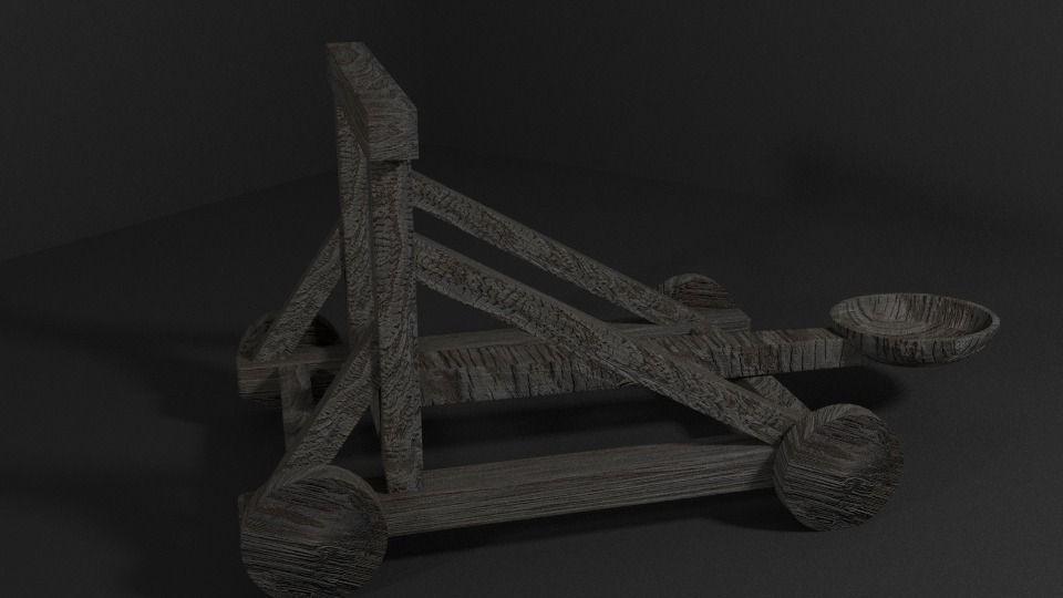 Catapult Low-poly 3D model_0