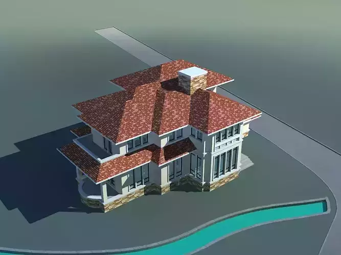Villa house with roof