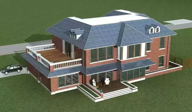 Villa house with car