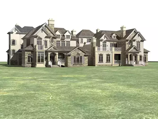 Villa mansion on grassy field