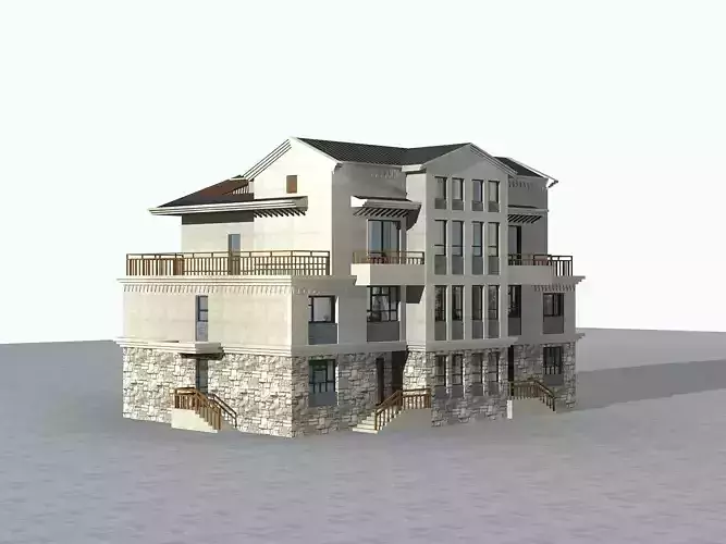 Villa modern house with balconies