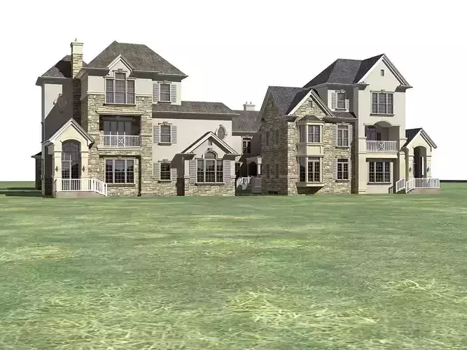 Villa house on grassy field