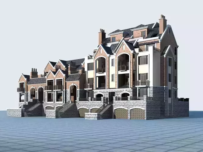 Villa mansion with stairs and balconies