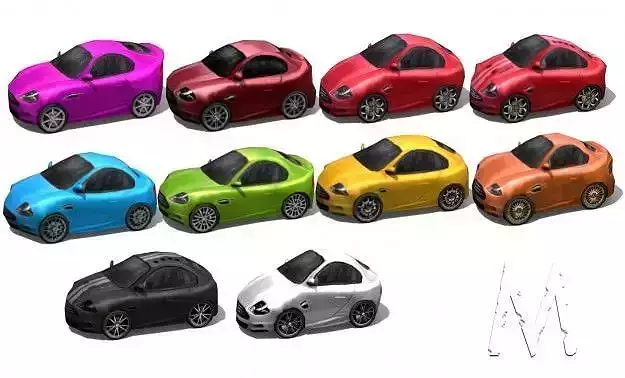 Collection Low poly cartoon cars - set 1