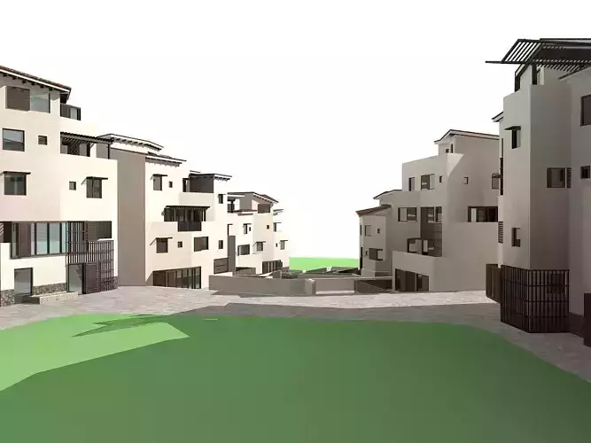 Villa apartment complex with grassy area
