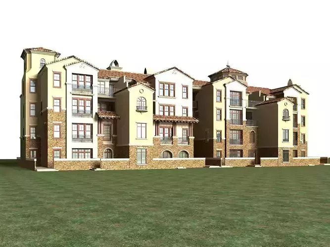 Villa apartment building in grassy area